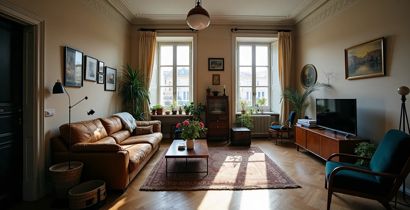 Intérieur encombré nécessitant du home staging